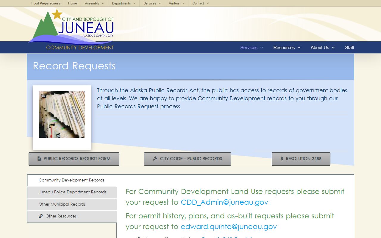 Juneau Records Requests White Pages