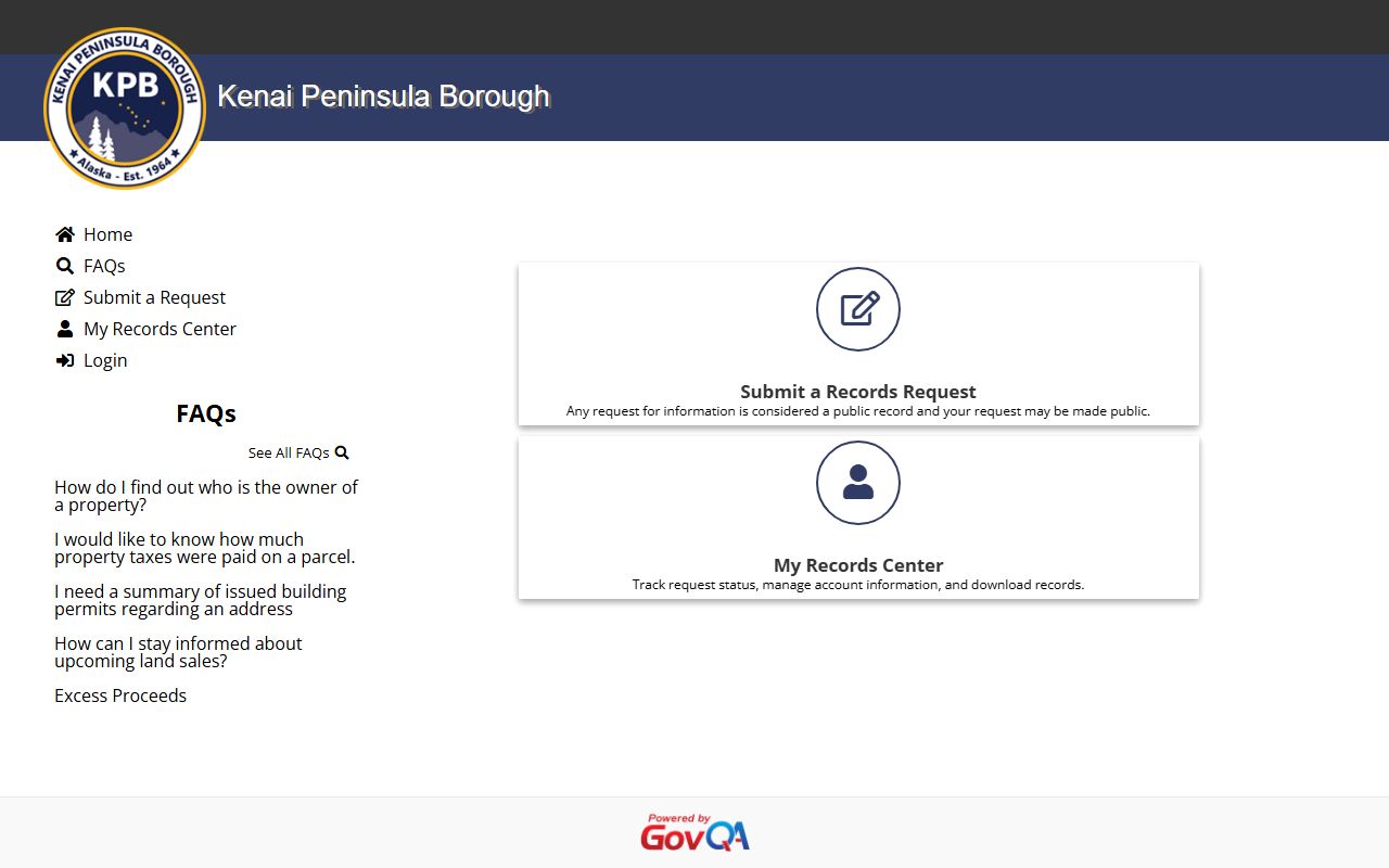 Kalifornsky White Pages GovQA portal