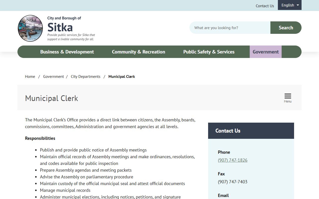 Sitka Municipal Clerk White Pages