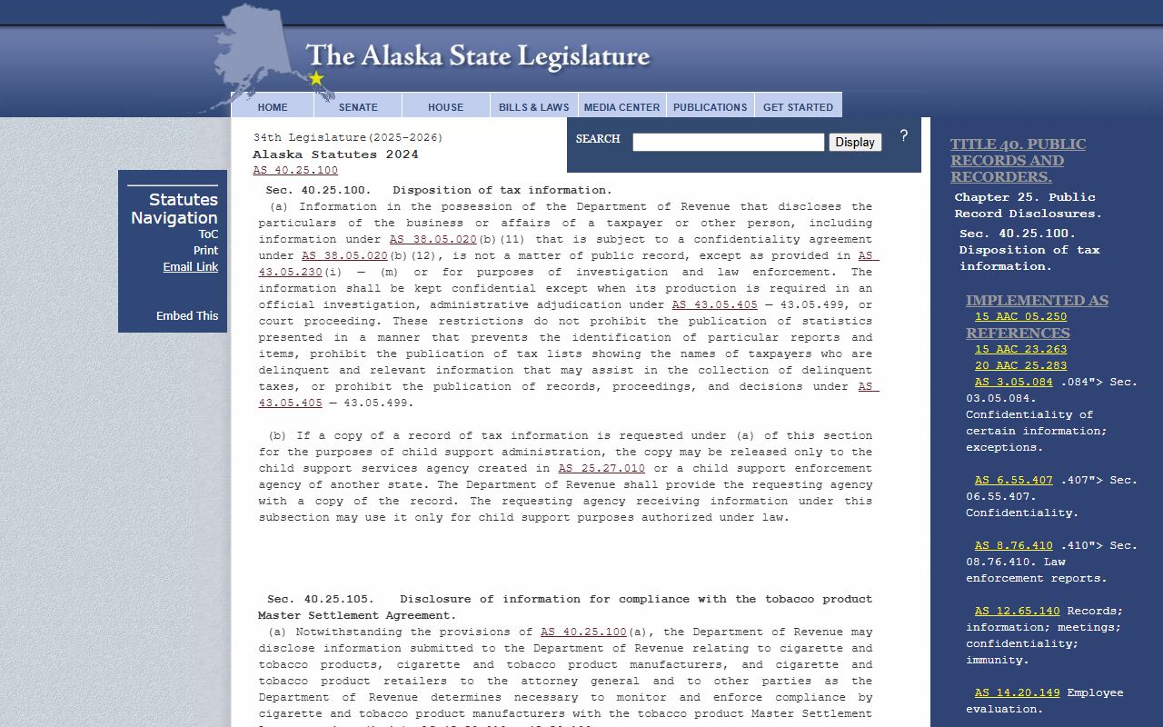 Alaska White Pages statutes reference