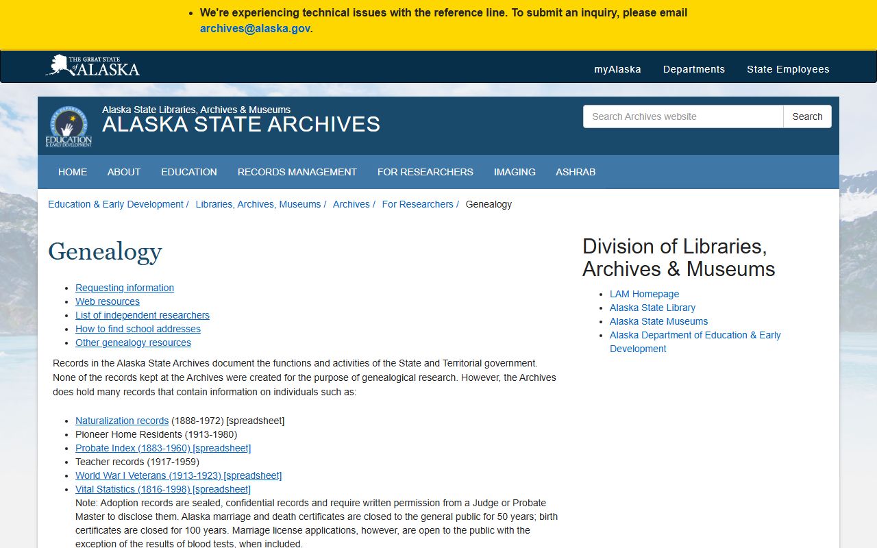 Alaska White Pages archives and genealogy resources